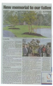 Avenue of Honor - Keith Stephenson Park - Courier article 16July2015